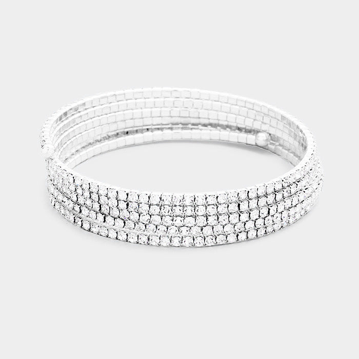 Clear Crystal Multi Row Stretch Bracelet | L&M Bling - lmbling
