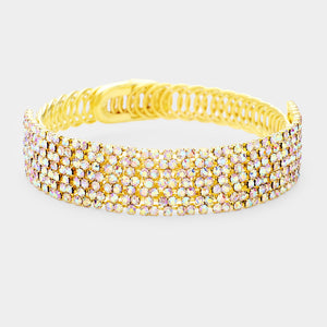 AB Crystal Rhinestone Adjustable Prom Bracelet on Gold | Pageant Bracelet