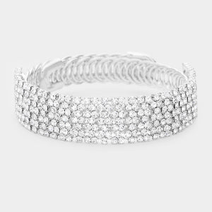 Clear Crystal Rhinestone Adjustable Prom Bracelet | Pageant Bracelet
