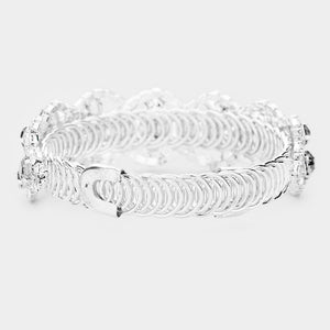 Crystal Pink and Rhinestone Adjustable Pageant Bracelet | Prom Bracelet | 453108