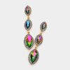 Multi-Color Crystal Triple Marquise Drop Dangle Pageant Earrings | Prom Jewelry | 563195