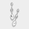 Clear Crystal Triple Marquise Drop Dangle Pageant Earrings | Prom Jewelry