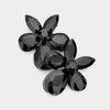 Small Black Crystal Teardrop and Marquise Stone Cluster Pageant Earrings