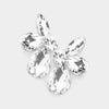 Small Clear Crystal Teardrop and Marquise Stone Cluster Pageant Earrings | Interview Earrings 