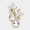 Clear Crystal Flower Stone Teardrop Dangle Pageant Earring | Pageant Jewelry