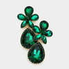 Emerald Crystal Flower Stone Teardrop Dangle Pageant Earring | Pageant Jewelry