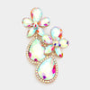 AB Crystal Flower Stone Teardrop Dangle Pageant Earrings on Gold | Pageant Jewelry 