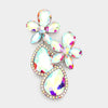 AB Crystal Flower Stone Teardrop Dangle Pageant Earrings  | Pageant Jewelry 