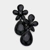 Black Crystal Flower Stone Teardrop Dangle Pageant Earrings  | Pageant Jewelry 
