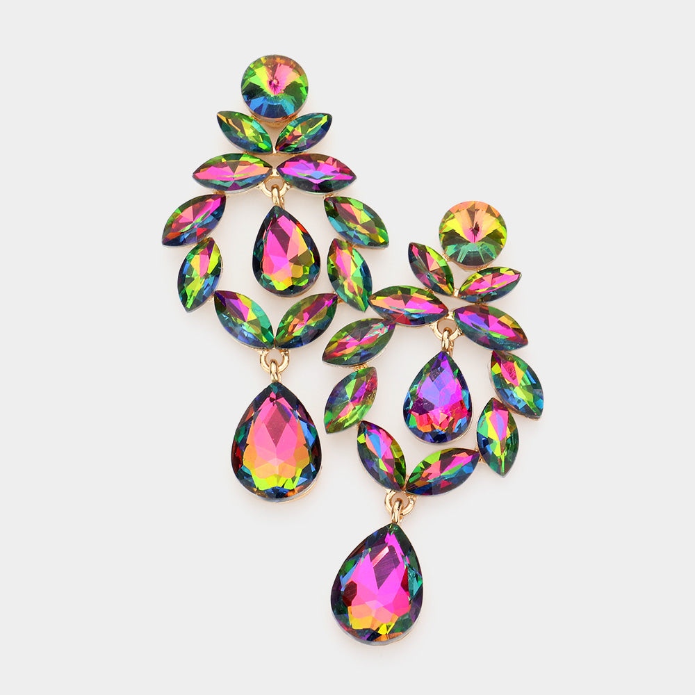 Marquise and Teardrop Multi-Color Crystal Dangle Pageant Earrings  | Prom Earrings |  539198