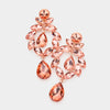Marquise and Teardrop Peach Crystal Dangle Pageant Earrings  | Prom Earrings