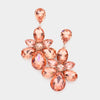 Multi Peach Stone Cluster Dangle Evening Earrings