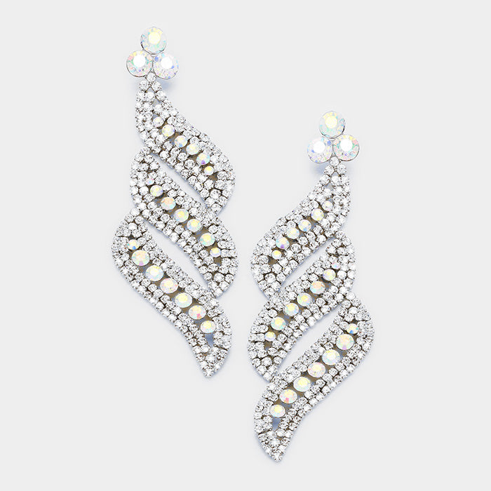 AB Crystal Statement Earrings on Silver