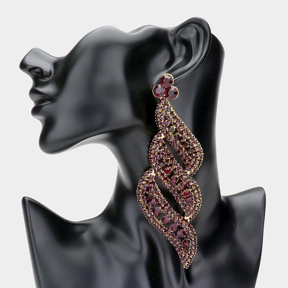 Long Purple Statement Earrings | purple bolts | 368438