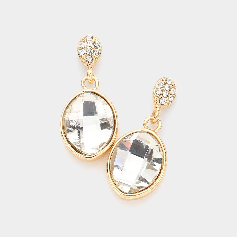 Small Clear Dangle Earrings on Gold | Interview Earrings