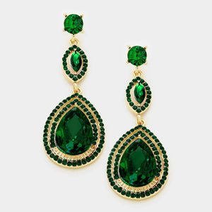 Emerald Double Teardrop Earrings