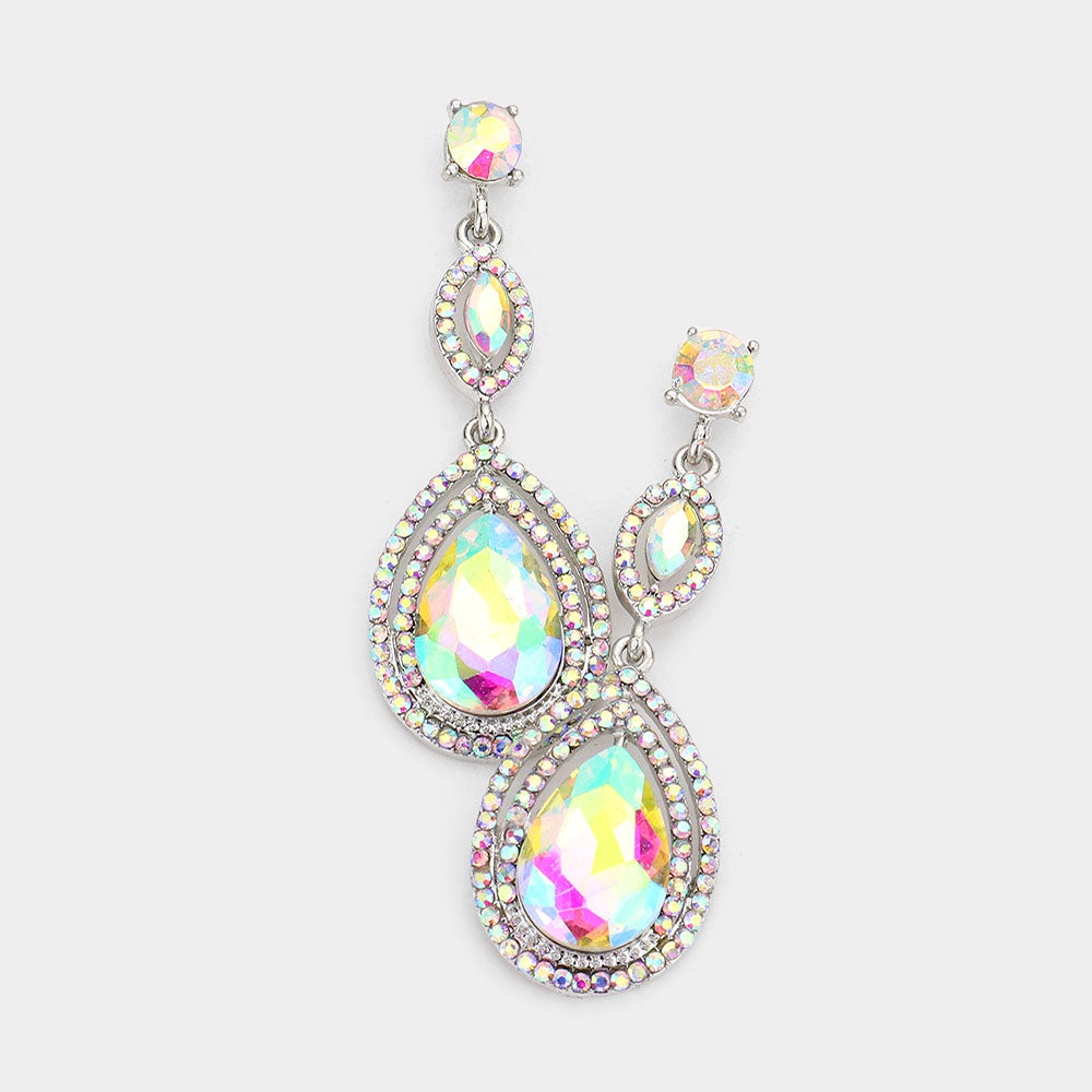 Double Teardrop AB Crystal Earrings
