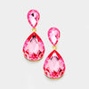 Little Girls Double Light Rose Crystal Teardrop Evening Earrings