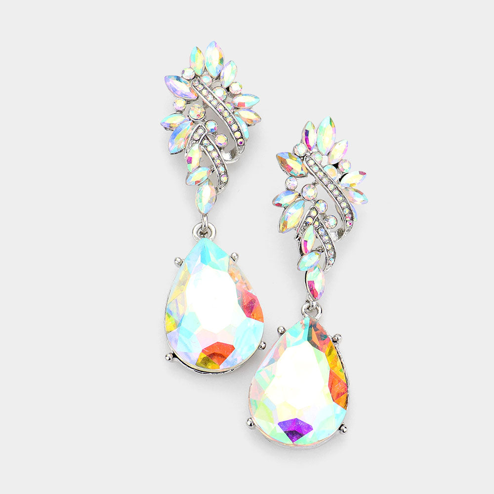 AB Crystal Teardrop Rhinestone Pageant Earrings | Homecoming Jewelry