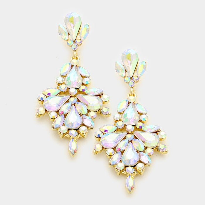 AB Crystal Chandelier Earrings on Gold