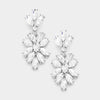 Clear Crystal Oval Cluster Vine Pageant Earrings 