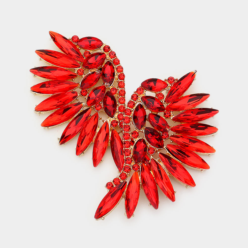 Red Marquise Stone Winged Pageant Earrings | Prom Earrings | Fashion Earrings
