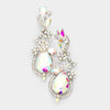 AB Crystal Floral Vine Evening Earrings on Silver