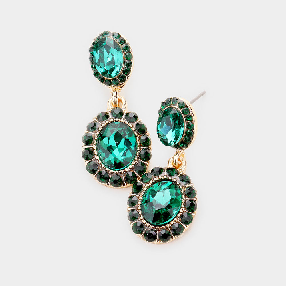 Little Girls Emerald Crystal Round Drop Earrings