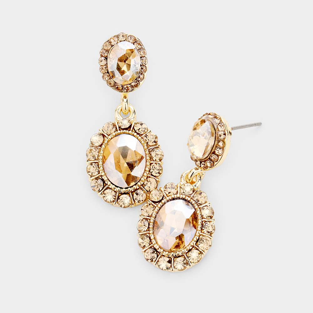 Little Girls Light Topaz Crystal Round Drop Earrings 