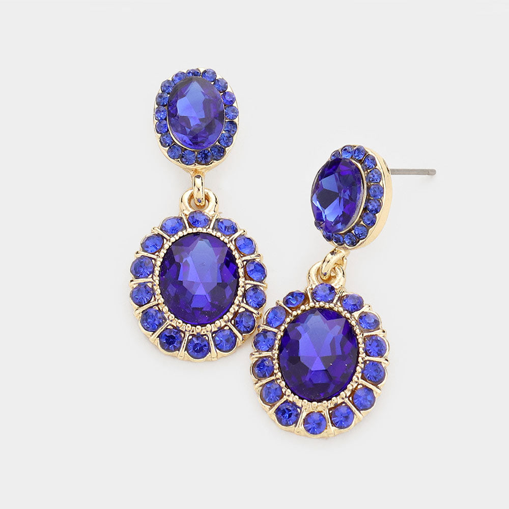 Little Girls Sapphire Crystal Round Drop Earrings