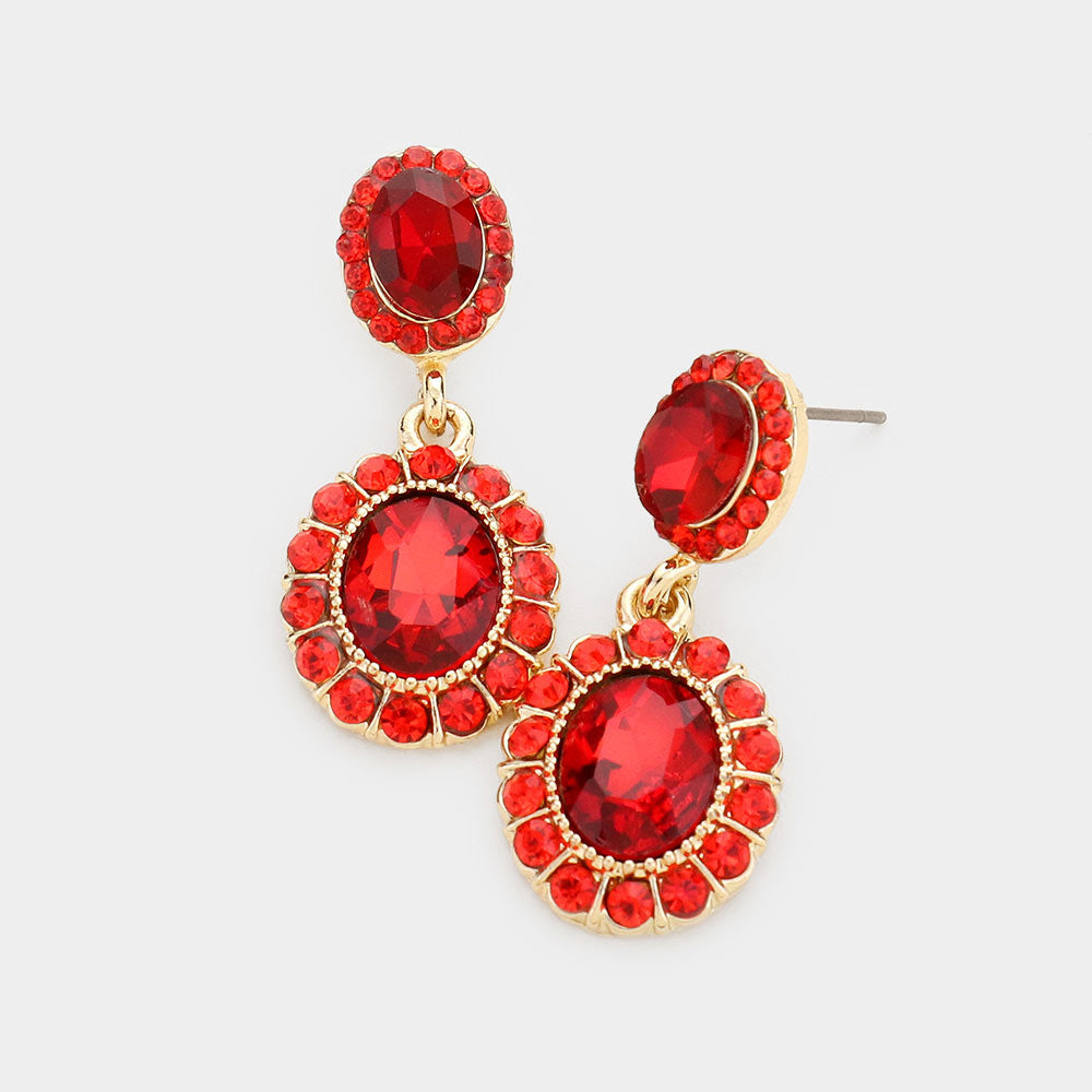 Little Girls Red Crystal Round Drop Earrings