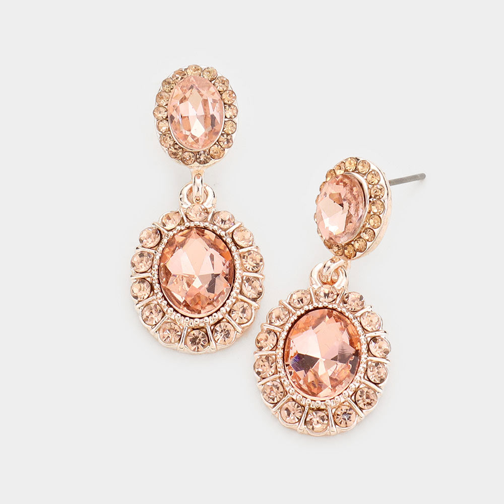 Little Girls Peach Crystal Round Drop Earrings