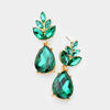 Emerald Crystal Teardrop Cluster Vine Evening Earrings