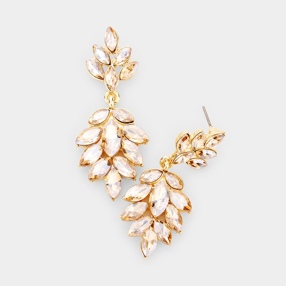 Light Topaz Crystal Marquise Stone Drop Dangle Earrings | Prom Earrings