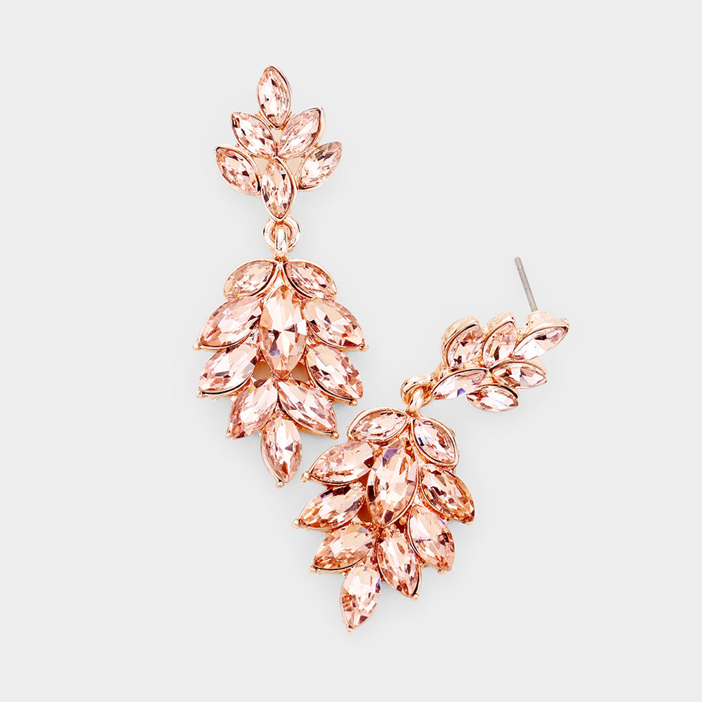 Peach Crystal Marquise Stone Drop Dangle Earrings | Prom Earrings