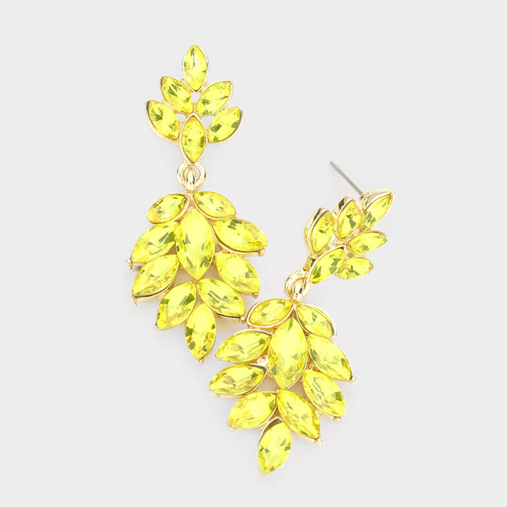 Yellow Crystal Marquise Stone Drop Dangle Earrings | Prom Earrings