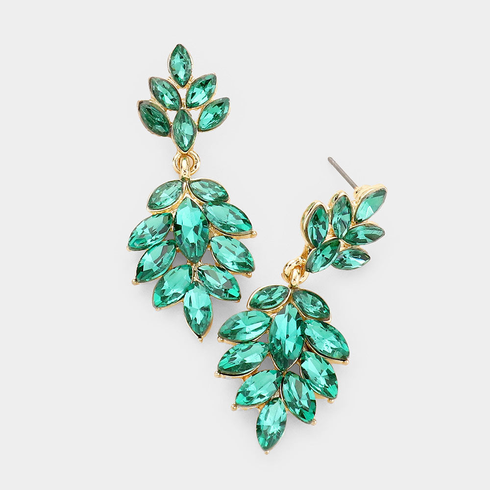 Emerald Crystal Marquise Stone Drop Dangle Earrings | Prom Earrings | 434218
