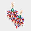 Multi-Color Marquise Crystal Cluster Pageant Drop Earrings 