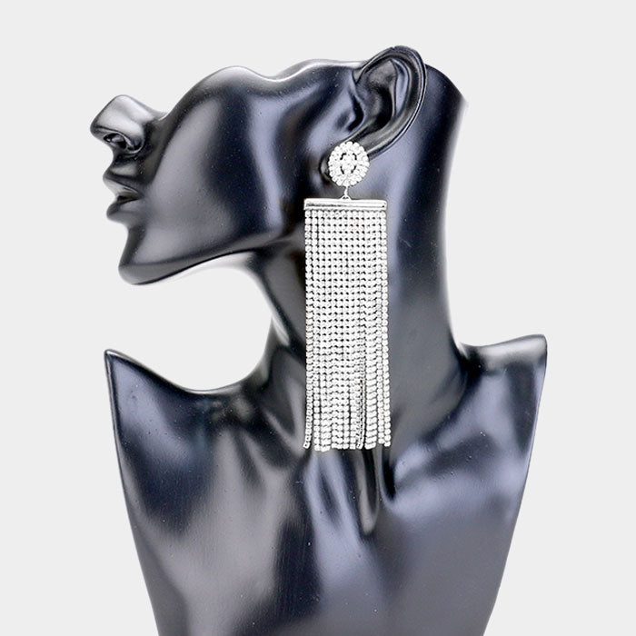 Clear Crystal Fringe Prom Earrings | 407555