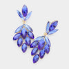Blue Crystal Marquise Cluster Pageant Earrings on Gold | Prom Earrings