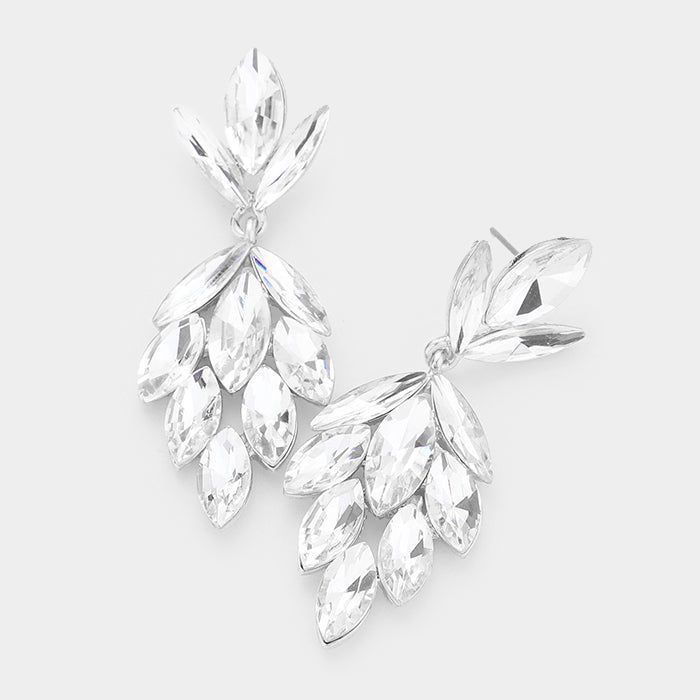 Clear Crystal Marquise Cluster Pageant Earrings  | Prom Earrings | 422159