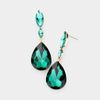 Small Double Emerald Crystal Teardrop Earrings  | 434252