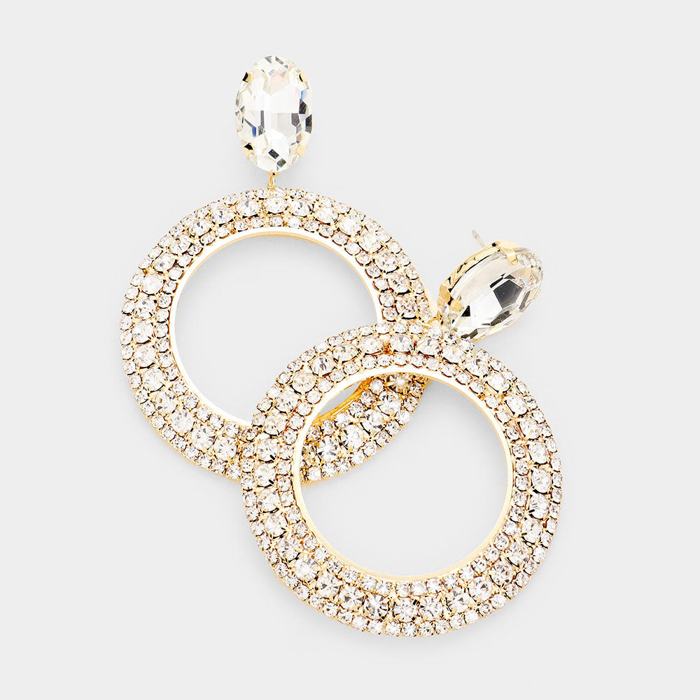 Clear Rhinestone Hoop Earrings 