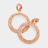 Peach Rhinestone Hoop Earrings on Rose Gold