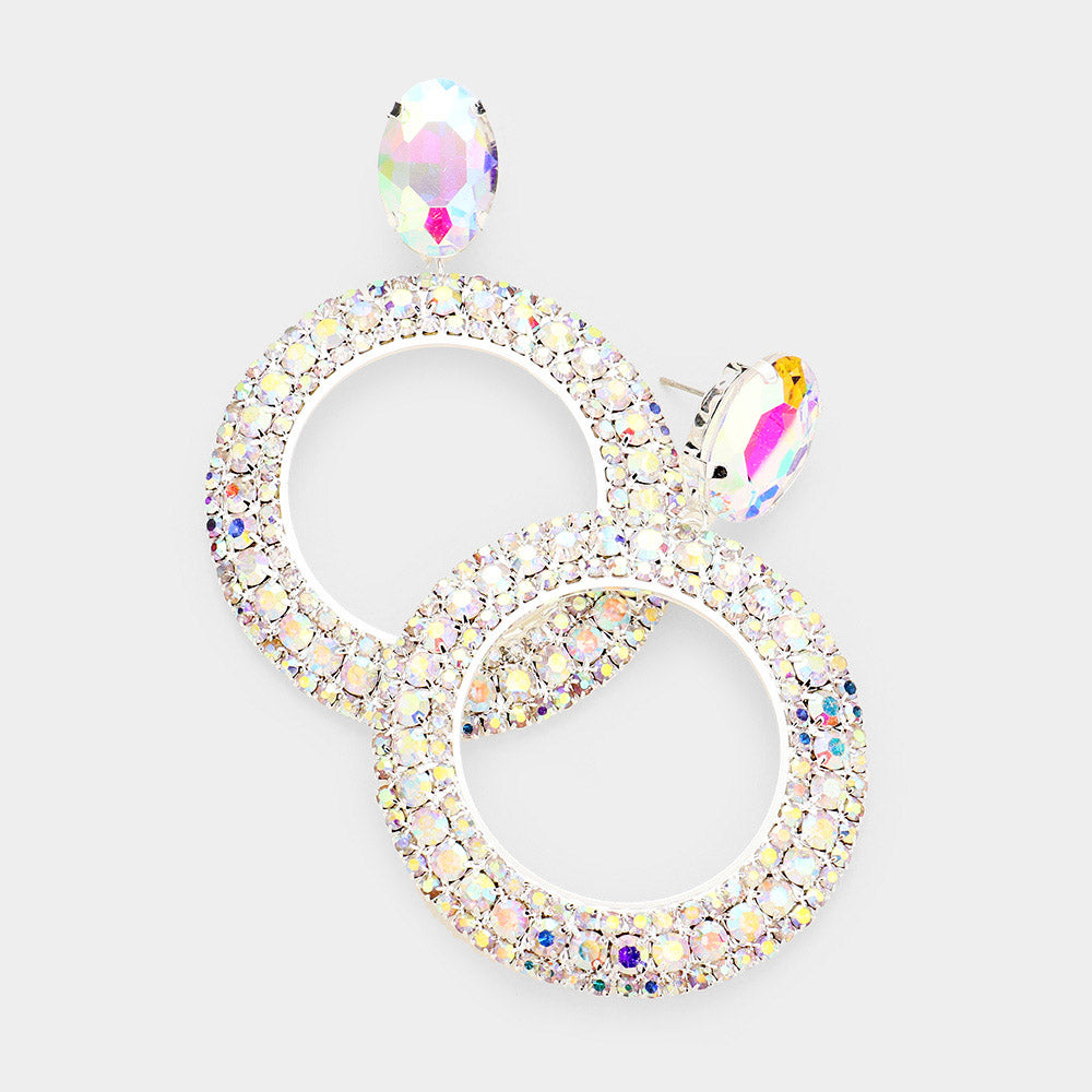 AB Rhinestone Hoop Earrings 