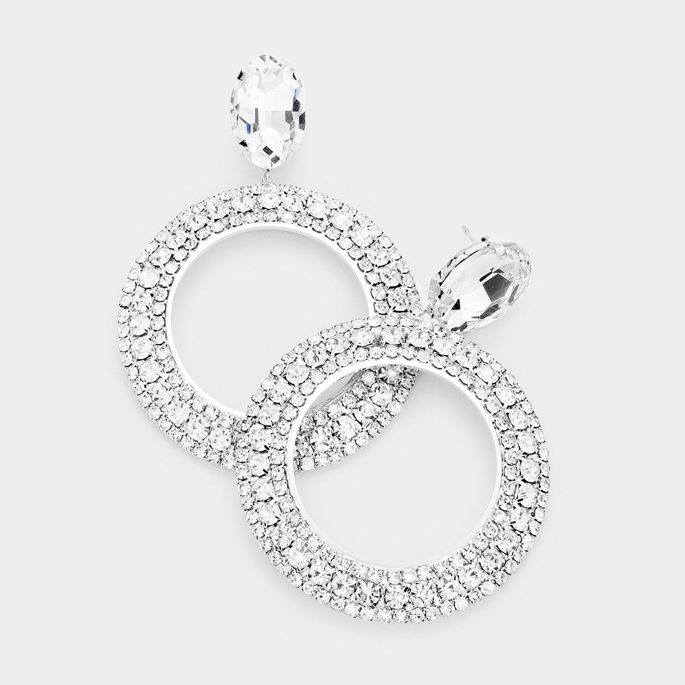 Clear Rhinestone Hoop Earrings