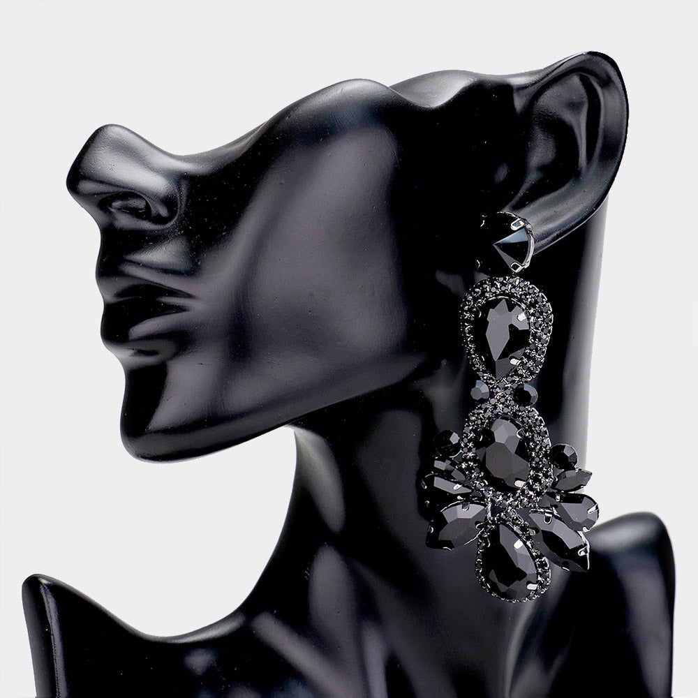 Black rhinestone earrings shop
