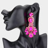 Fuchsia Crystal Rhinestone Pave Drop Evening Earrings 