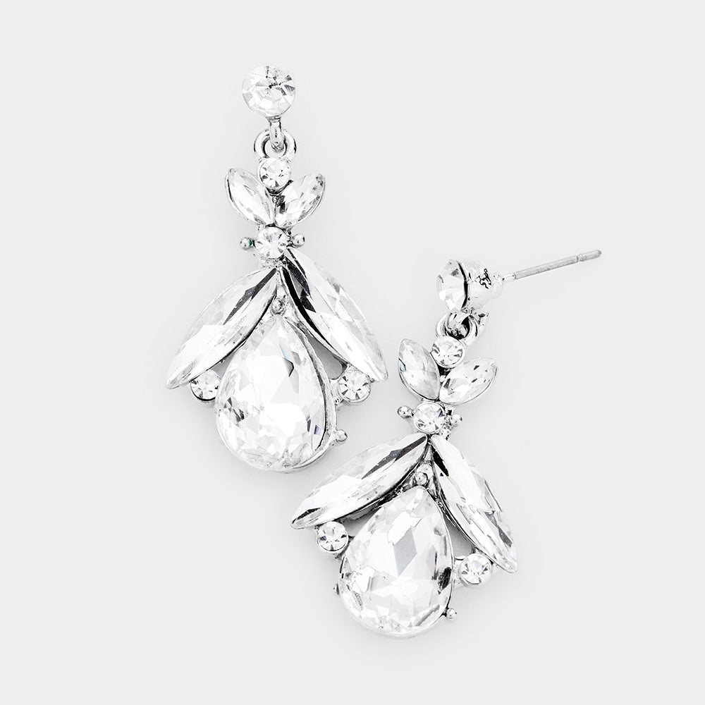 Small Clear Crystal Abstract Dangle Earrings