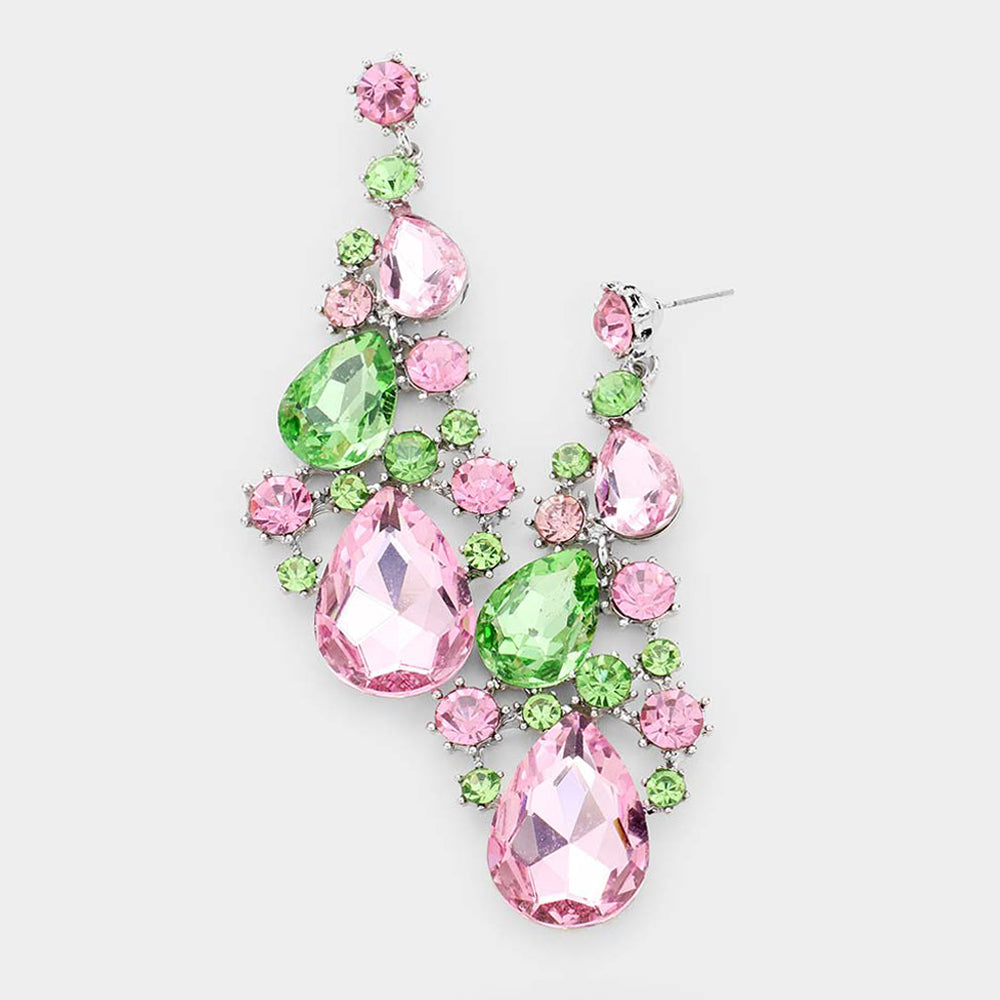 Multi-Color Shaped Vine Pageant Earrings  | Prom Jewelry 